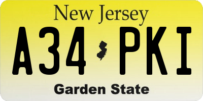 NJ license plate A34PKI