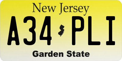 NJ license plate A34PLI