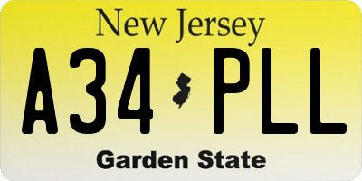 NJ license plate A34PLL
