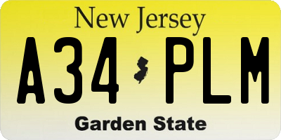 NJ license plate A34PLM