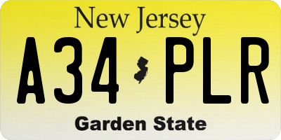 NJ license plate A34PLR