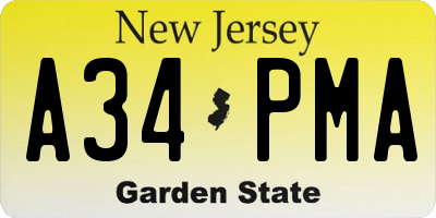 NJ license plate A34PMA
