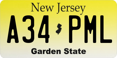 NJ license plate A34PML