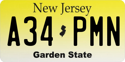 NJ license plate A34PMN
