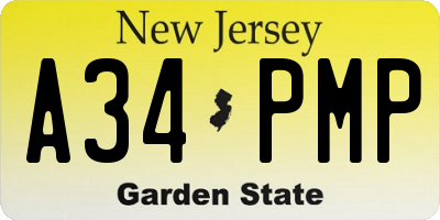NJ license plate A34PMP