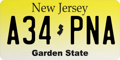 NJ license plate A34PNA