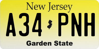 NJ license plate A34PNH