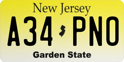NJ license plate A34PNO