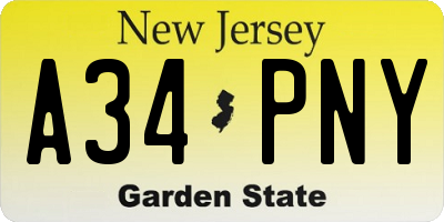 NJ license plate A34PNY