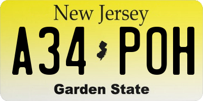 NJ license plate A34POH