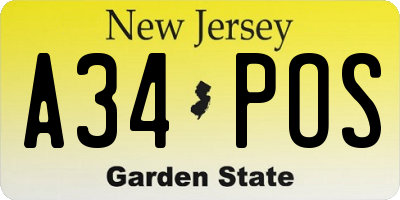 NJ license plate A34POS