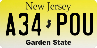 NJ license plate A34POU