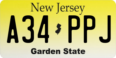 NJ license plate A34PPJ