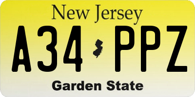 NJ license plate A34PPZ