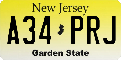 NJ license plate A34PRJ