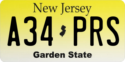NJ license plate A34PRS