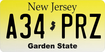 NJ license plate A34PRZ