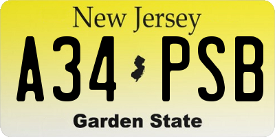 NJ license plate A34PSB