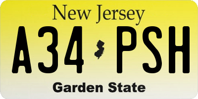 NJ license plate A34PSH
