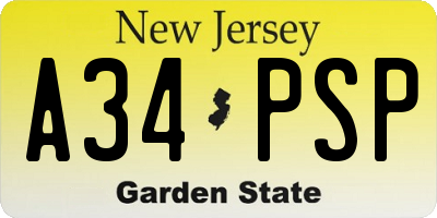 NJ license plate A34PSP