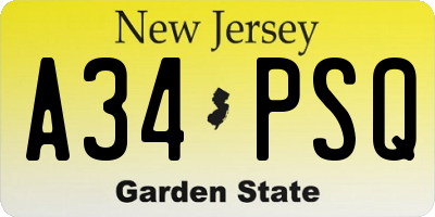 NJ license plate A34PSQ