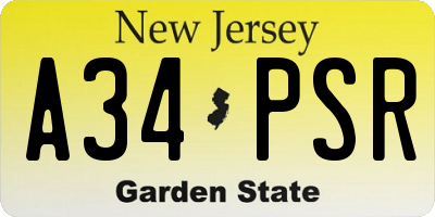 NJ license plate A34PSR