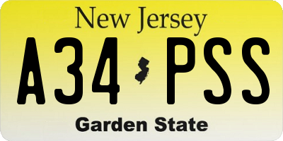 NJ license plate A34PSS
