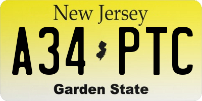 NJ license plate A34PTC