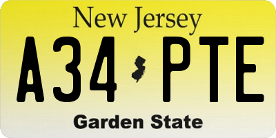 NJ license plate A34PTE