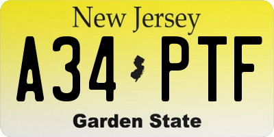 NJ license plate A34PTF