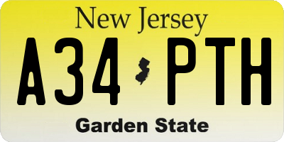 NJ license plate A34PTH