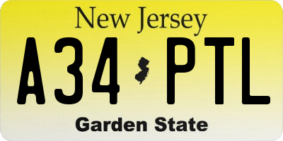 NJ license plate A34PTL