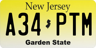 NJ license plate A34PTM