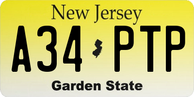 NJ license plate A34PTP