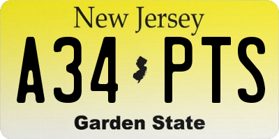 NJ license plate A34PTS