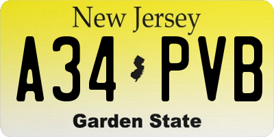 NJ license plate A34PVB