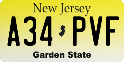 NJ license plate A34PVF
