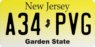 NJ license plate A34PVG