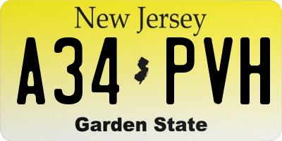 NJ license plate A34PVH