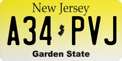 NJ license plate A34PVJ