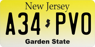 NJ license plate A34PVO