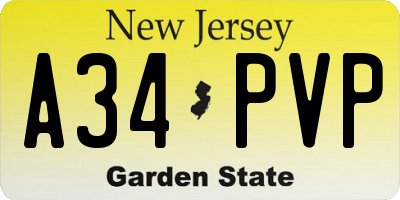 NJ license plate A34PVP
