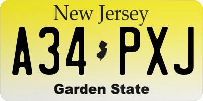 NJ license plate A34PXJ