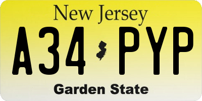 NJ license plate A34PYP