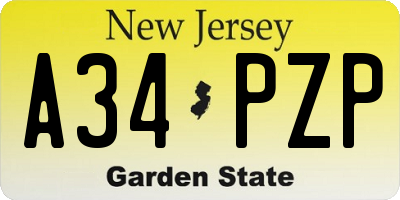 NJ license plate A34PZP