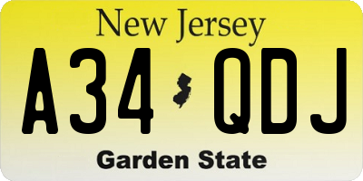 NJ license plate A34QDJ