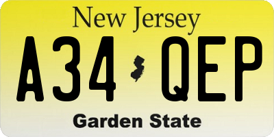 NJ license plate A34QEP