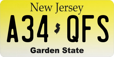 NJ license plate A34QFS