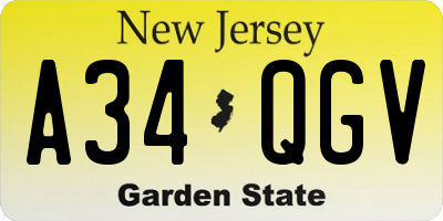 NJ license plate A34QGV