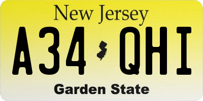 NJ license plate A34QHI